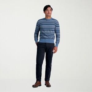 HAGGAR 16” Waist Corduroy Classic Fit Straight Leg Pants, Navy, Size 32.